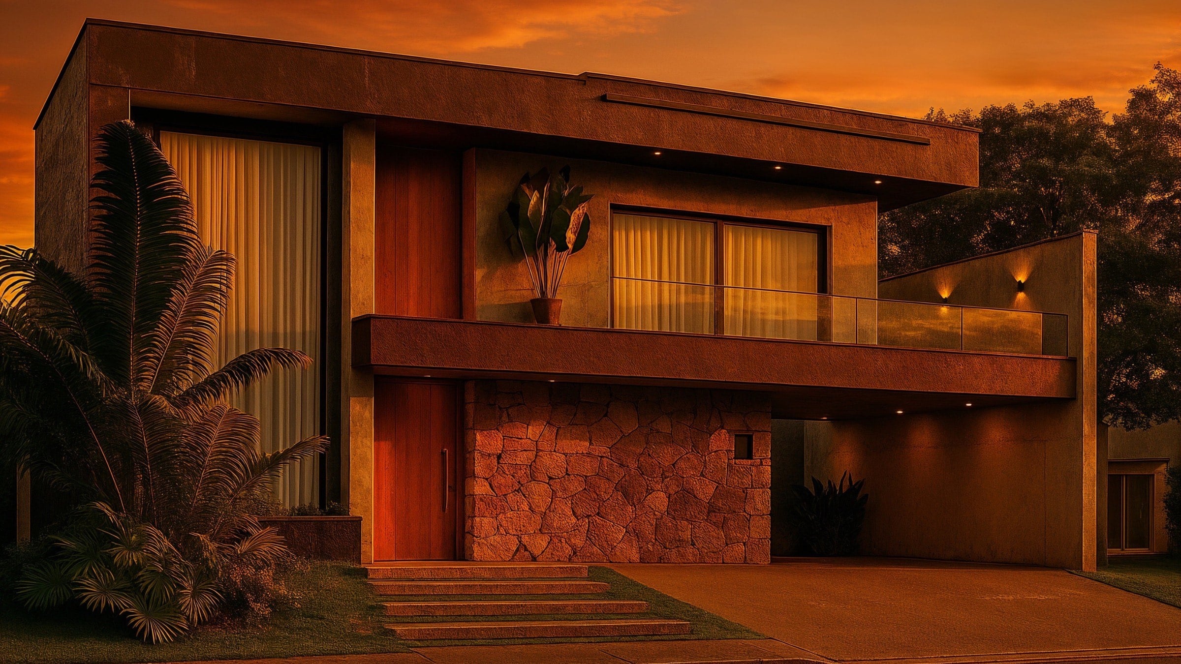 Casa Adamantina ao entardecer